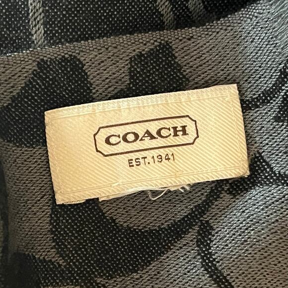 Coach black/gray signature monogram wrap scarf shawl quiet luxury scandi girl - Picture 3 of 3